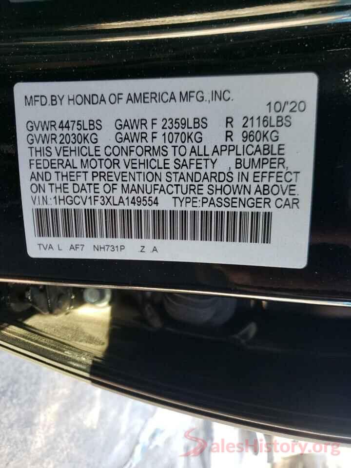 1HGCV1F3XLA149554 2020 HONDA ACCORD