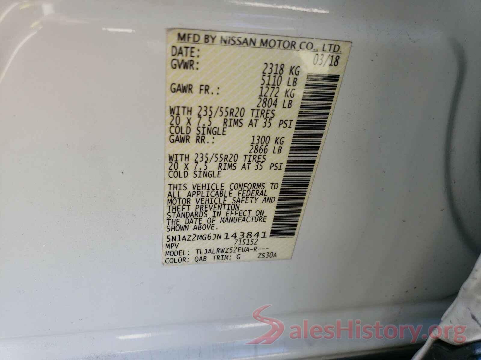 5N1AZ2MG6JN143841 2018 NISSAN MURANO