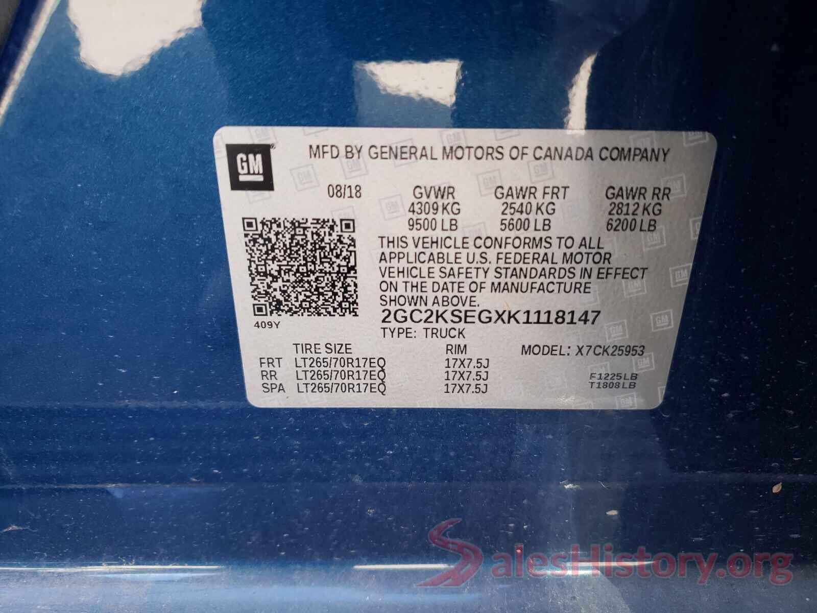 2GC2KSEGXK1118147 2019 CHEVROLET SILVERADO