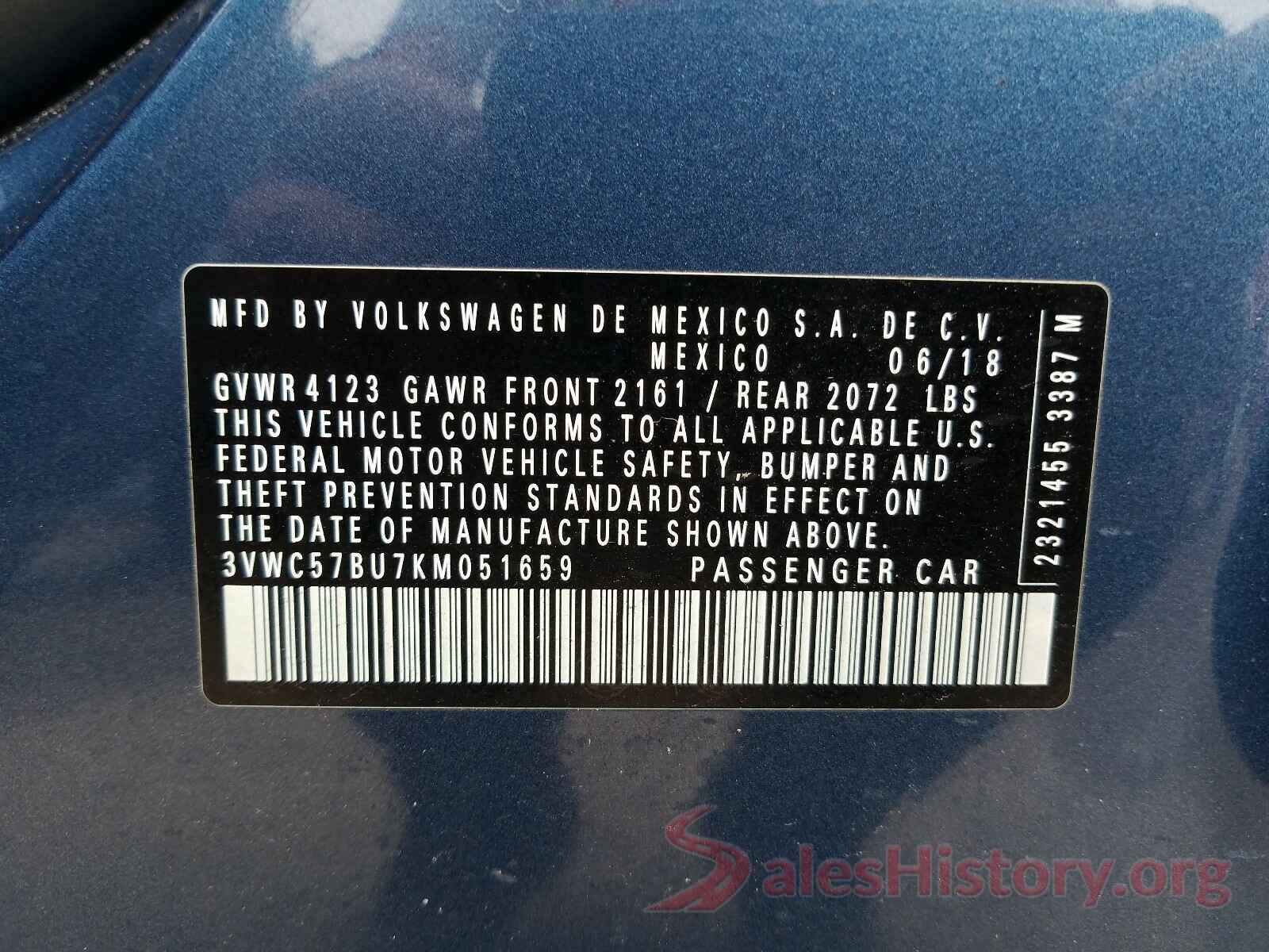 3VWC57BU7KM051659 2019 VOLKSWAGEN JETTA