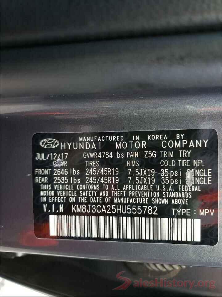 KM8J3CA25HU555782 2017 HYUNDAI TUCSON