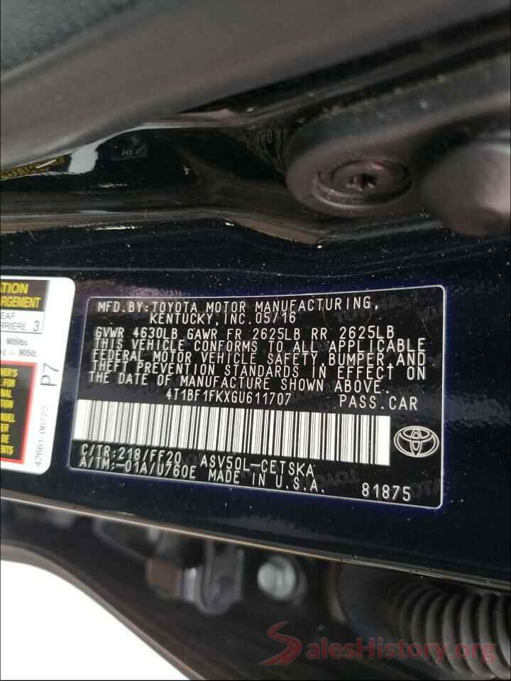 4T1BF1FKXGU611707 2016 TOYOTA CAMRY