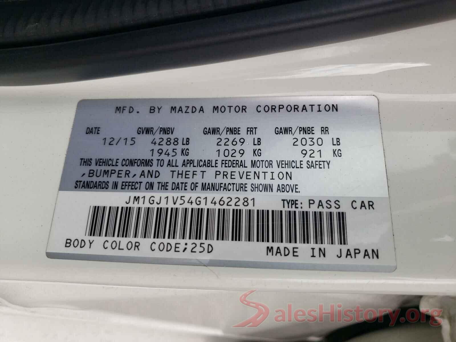 JM1GJ1V54G1462281 2016 MAZDA 6