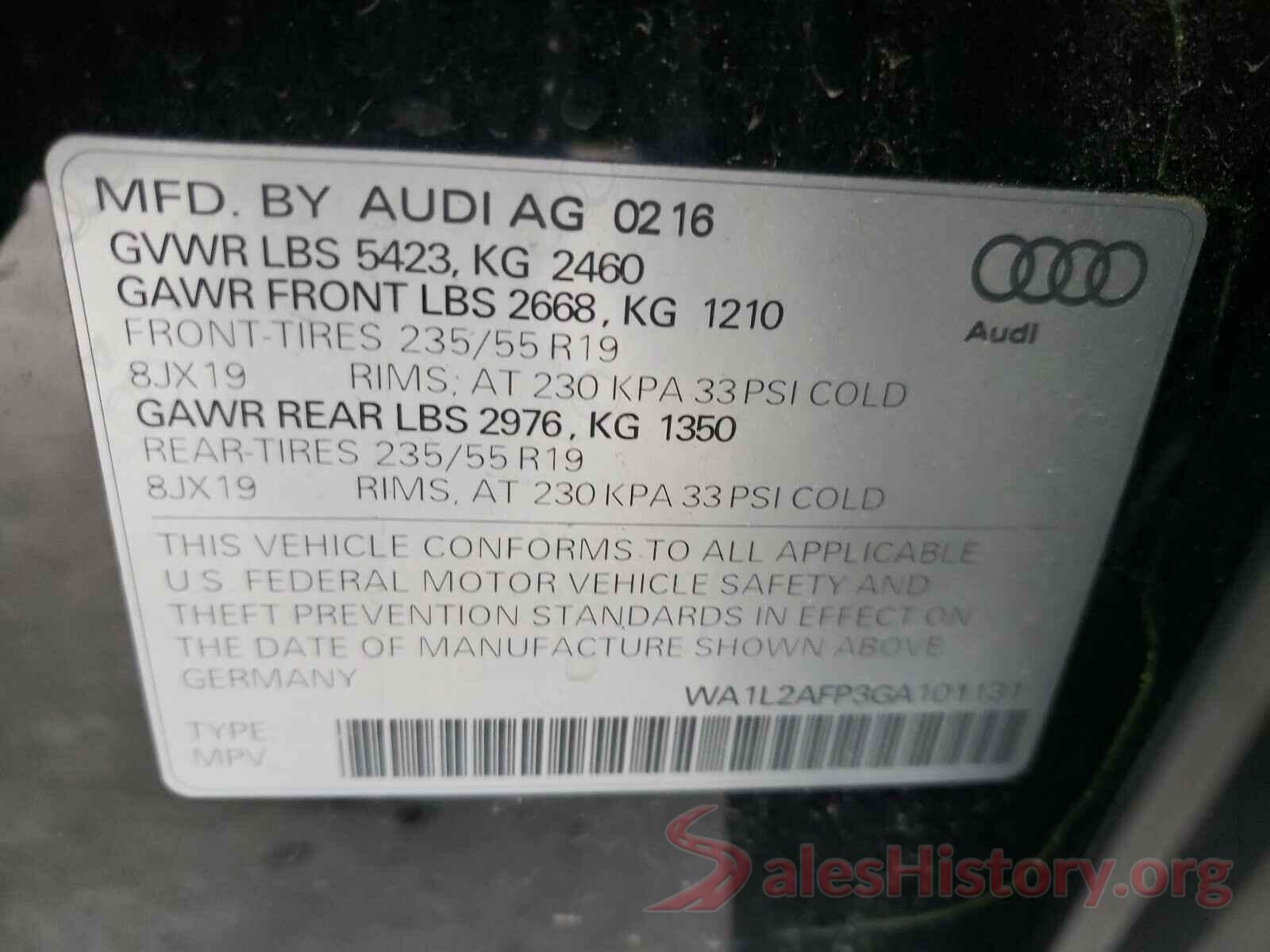 WA1L2AFP3GA101131 2016 AUDI Q5