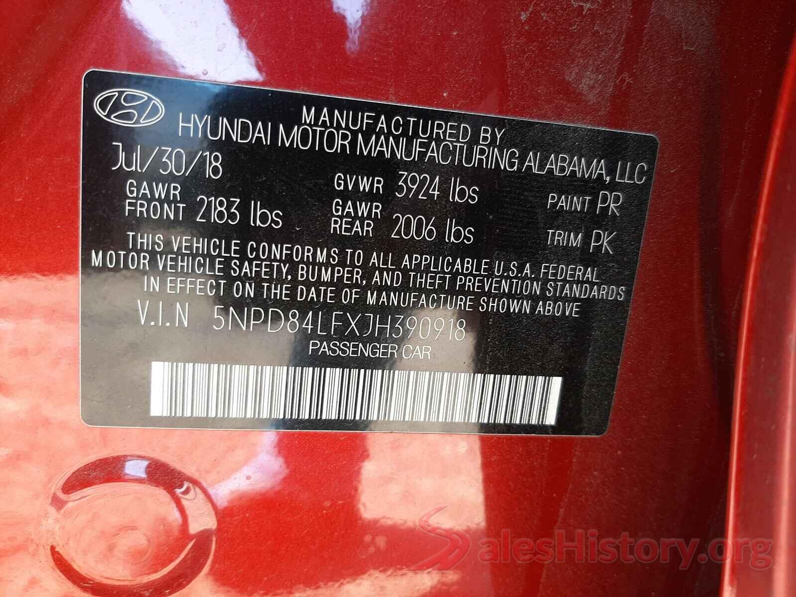 5NPD84LFXJH390918 2018 HYUNDAI ELANTRA