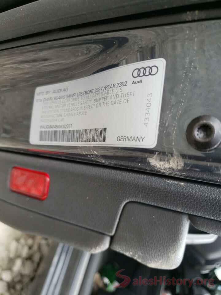 WAUGMAF45KN002767 2019 AUDI A4