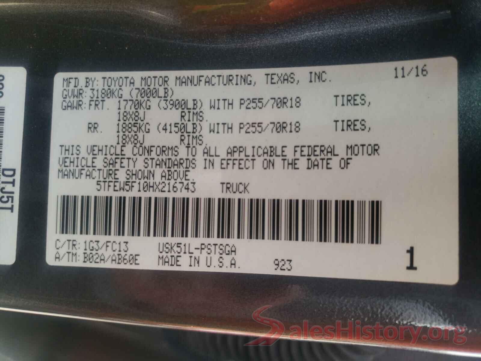 5TFEW5F10HX216743 2017 TOYOTA TUNDRA