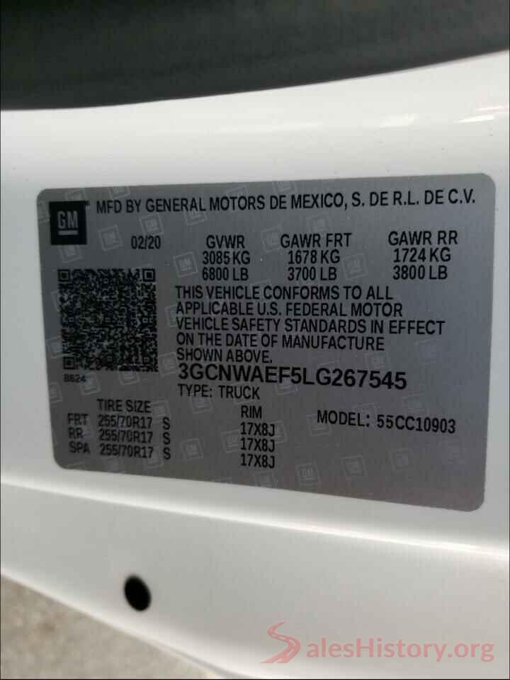 3GCNWAEF5LG267545 2020 CHEVROLET SILVERADO