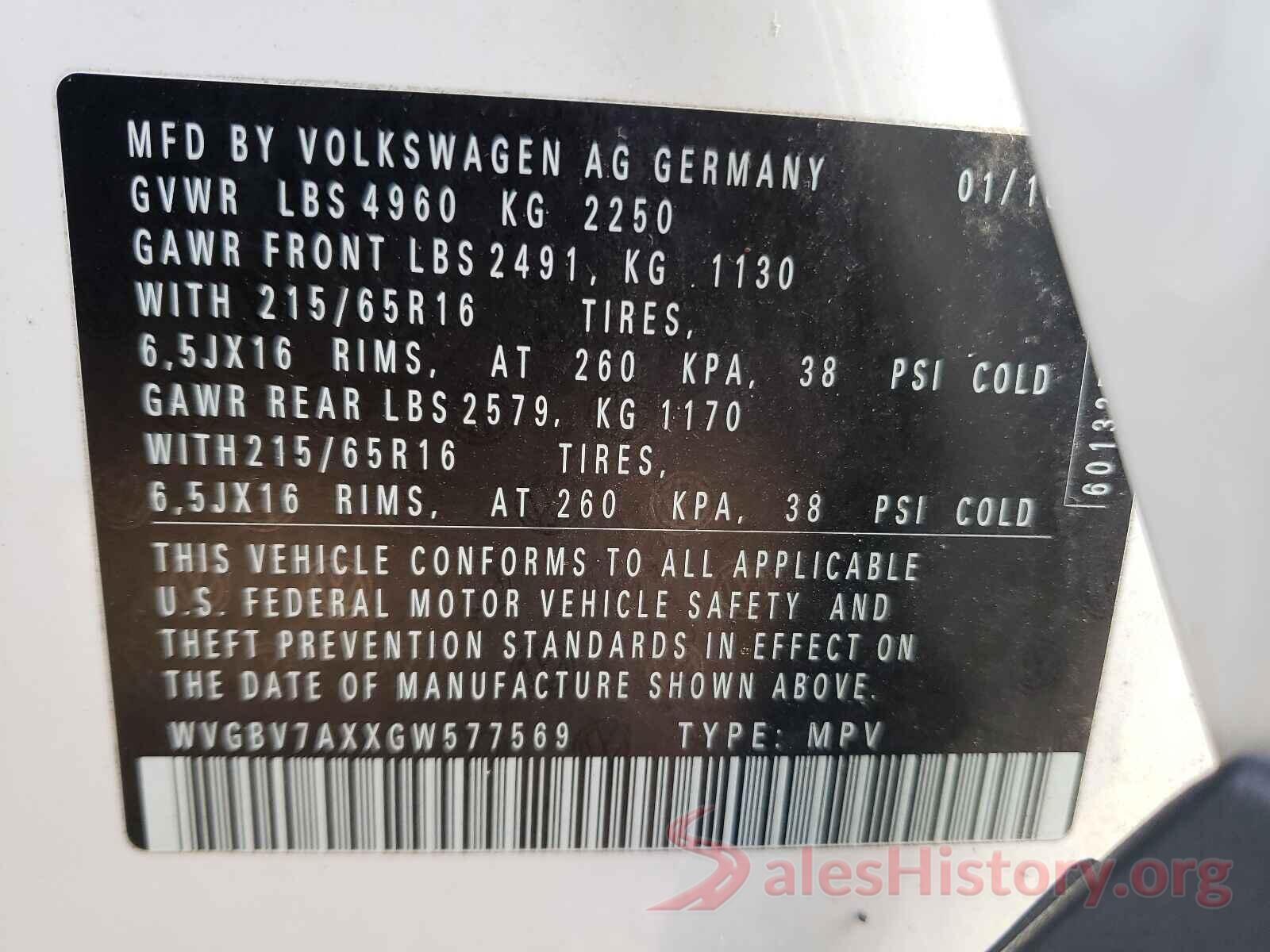 WVGBV7AXXGW577569 2016 VOLKSWAGEN TIGUAN