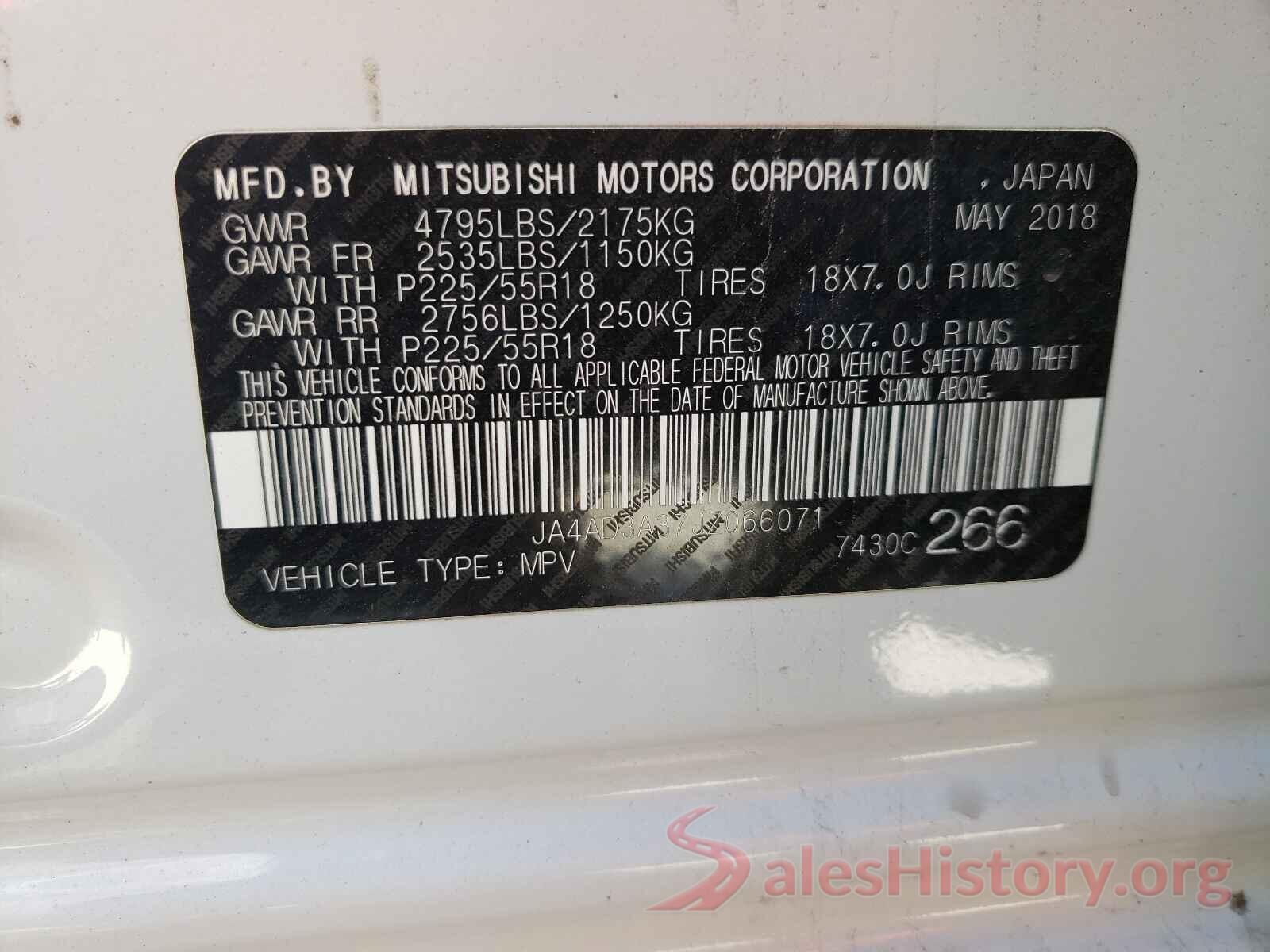 JA4AD3A37JZ066071 2018 MITSUBISHI OUTLANDER