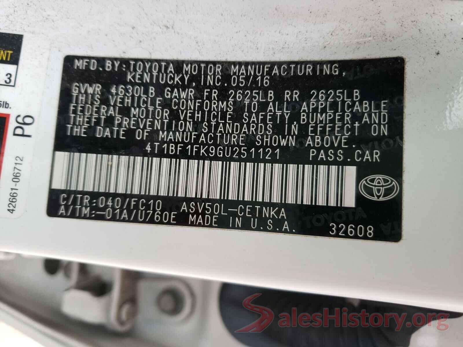 4T1BF1FK9GU251121 2016 TOYOTA CAMRY