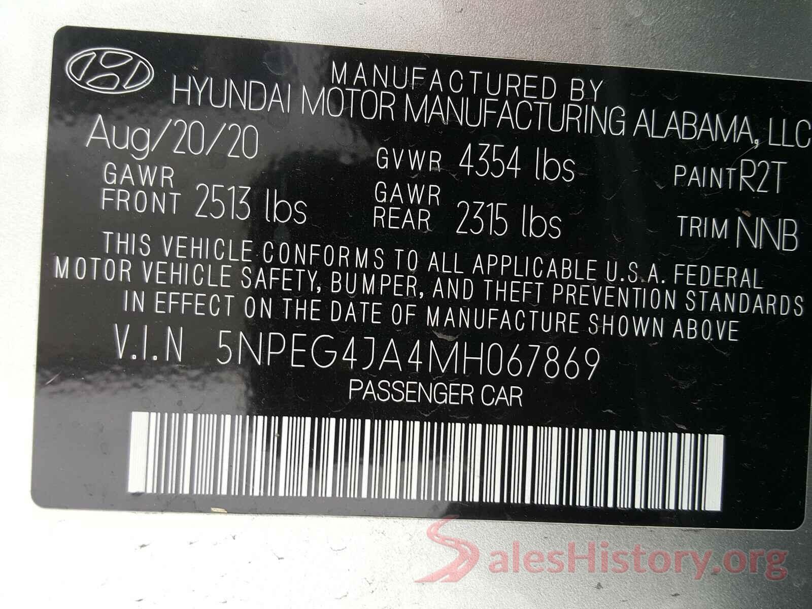 5NPEG4JA4MH067869 2021 HYUNDAI SONATA