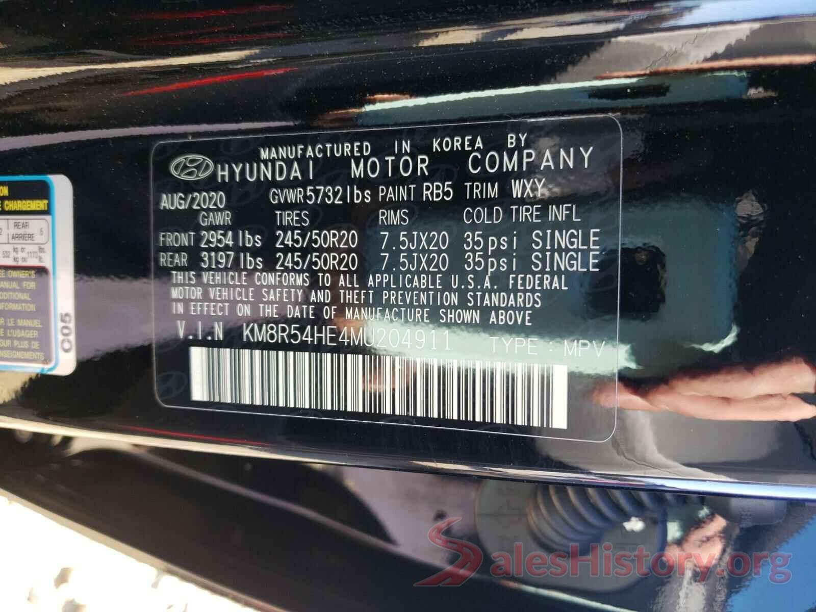 KM8R54HE4MU204911 2021 HYUNDAI PALISADE