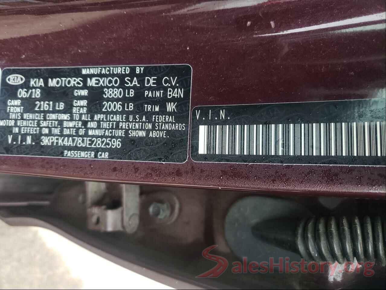 3KPFK4A78JE282596 2018 KIA FORTE