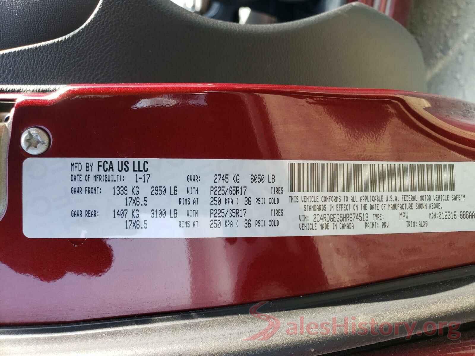 2C4RDGEG5HR674513 2017 DODGE GRAND CARA