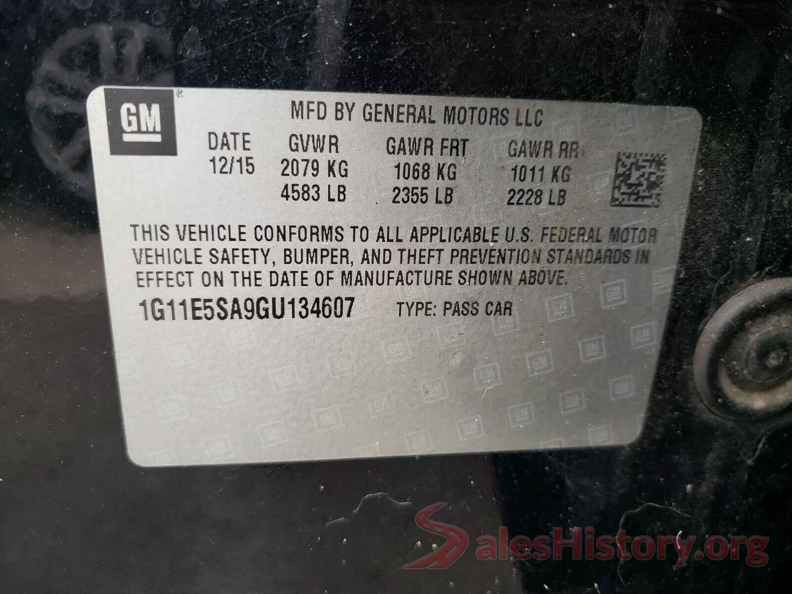 1G11E5SA9GU134607 2016 CHEVROLET MALIBU