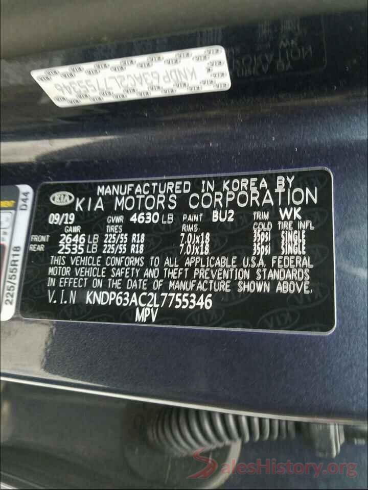 KNDP63AC2L7755346 2020 KIA SPORTAGE