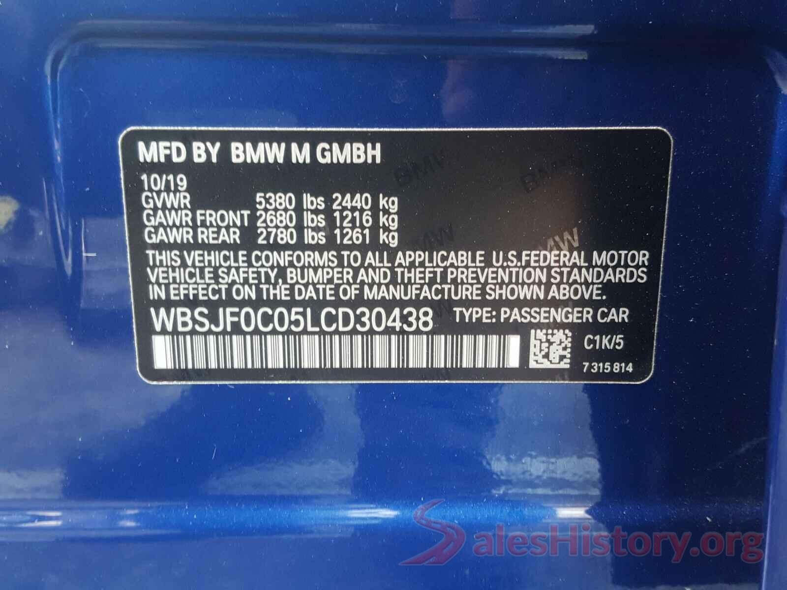 WBSJF0C05LCD30438 2020 BMW M5