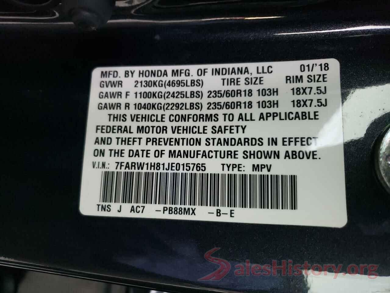 7FARW1H81JE015765 2018 HONDA CRV