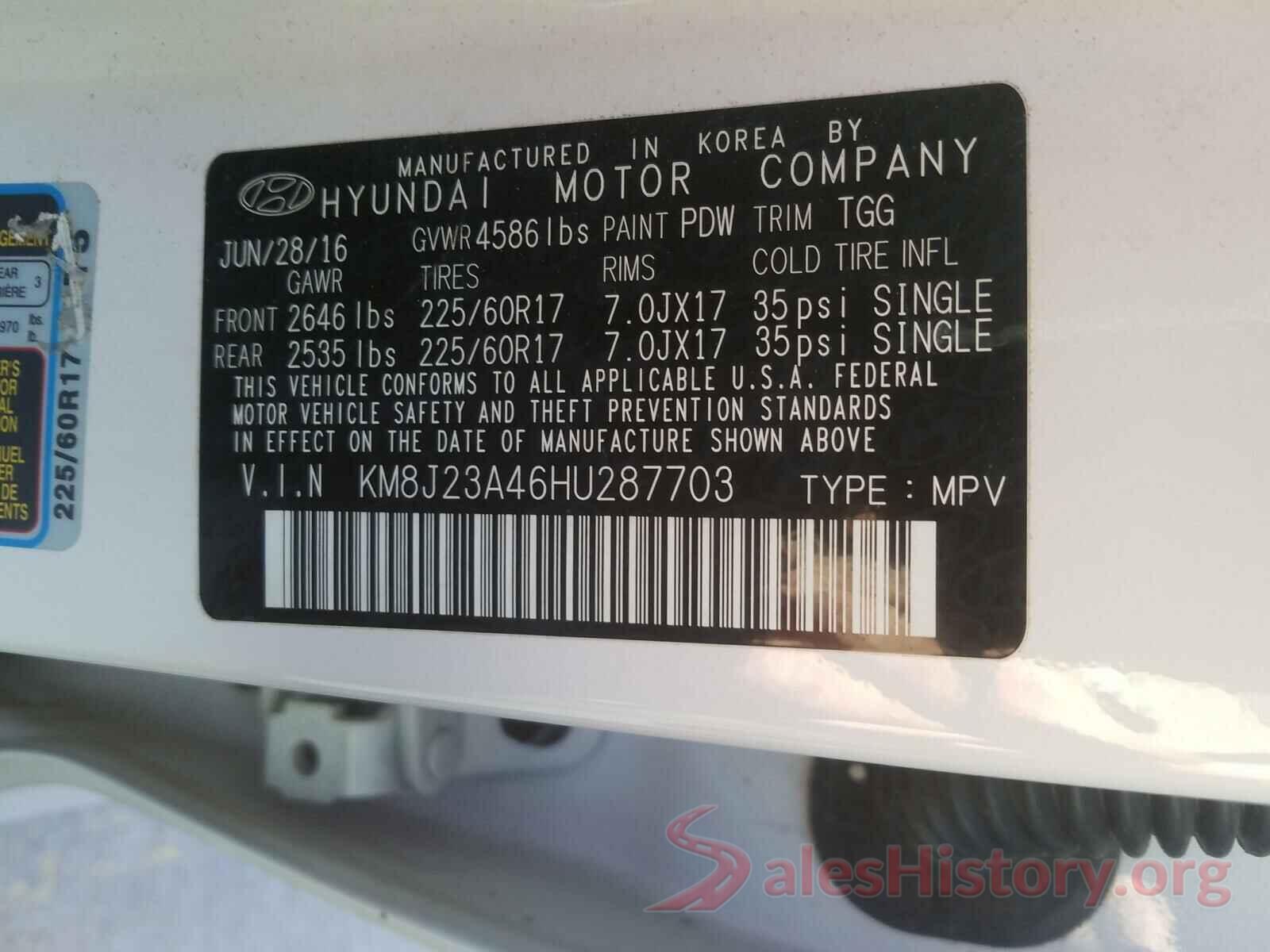 KM8J23A46HU287703 2017 HYUNDAI TUCSON