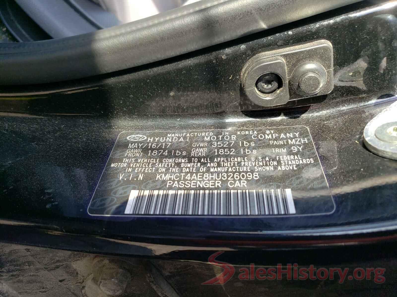 KMHCT4AE8HU326098 2017 HYUNDAI ACCENT