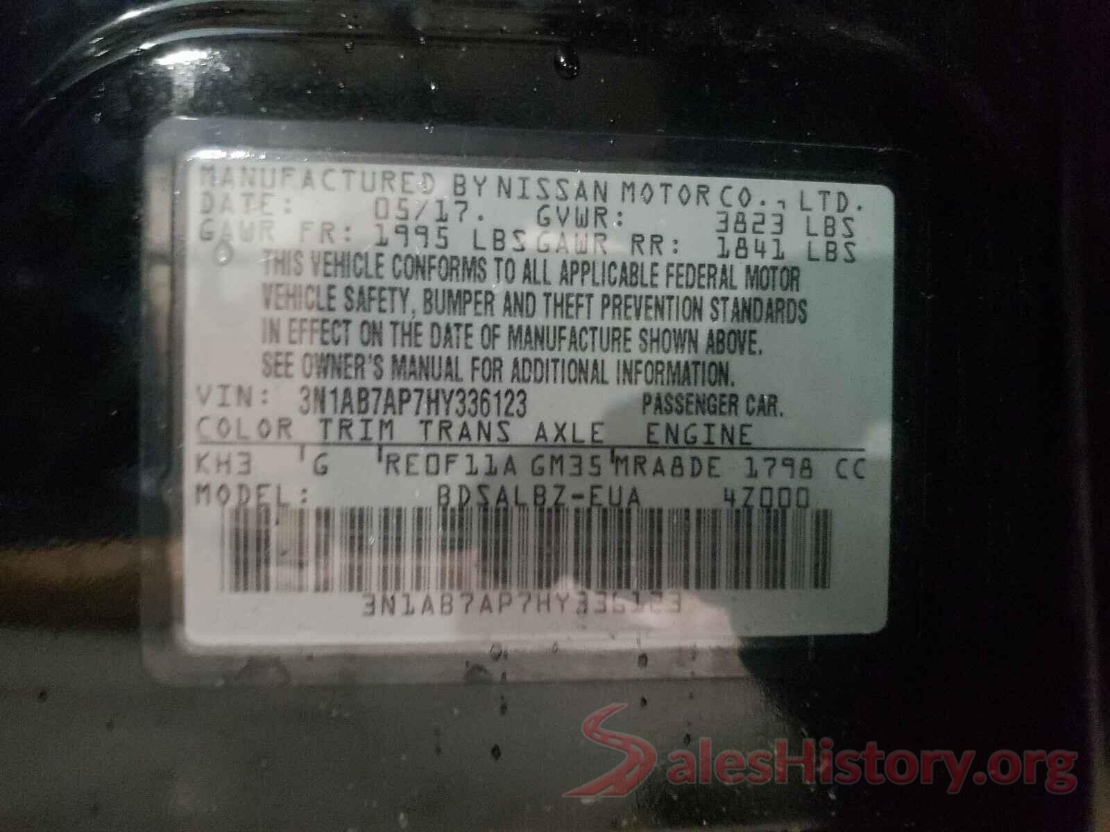 3N1AB7AP7HY336123 2017 NISSAN SENTRA