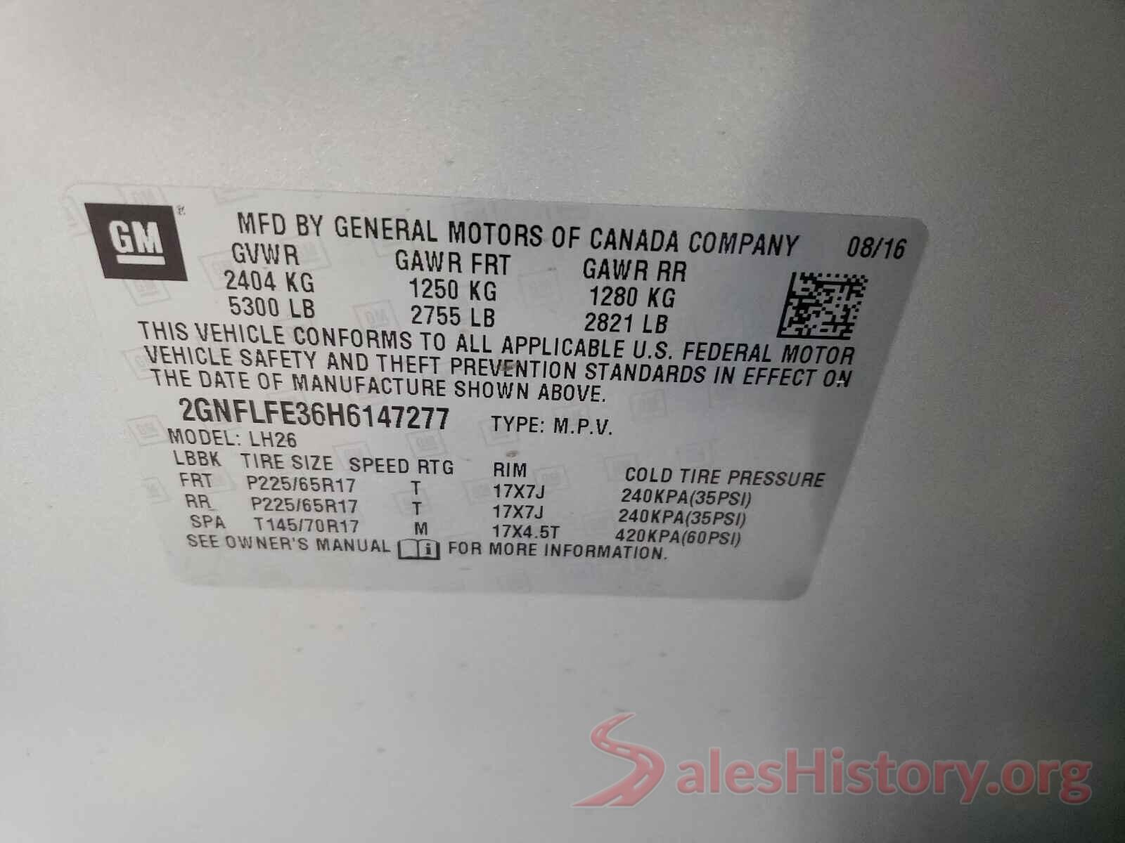 2GNFLFE36H6147277 2017 CHEVROLET EQUINOX