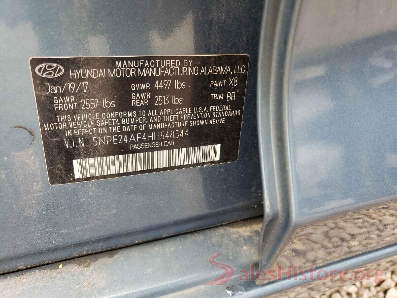 5NPE24AF4HH548544 2017 HYUNDAI SONATA