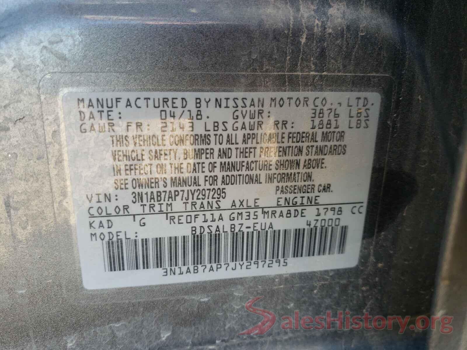 3N1AB7AP7JY297295 2018 NISSAN SENTRA