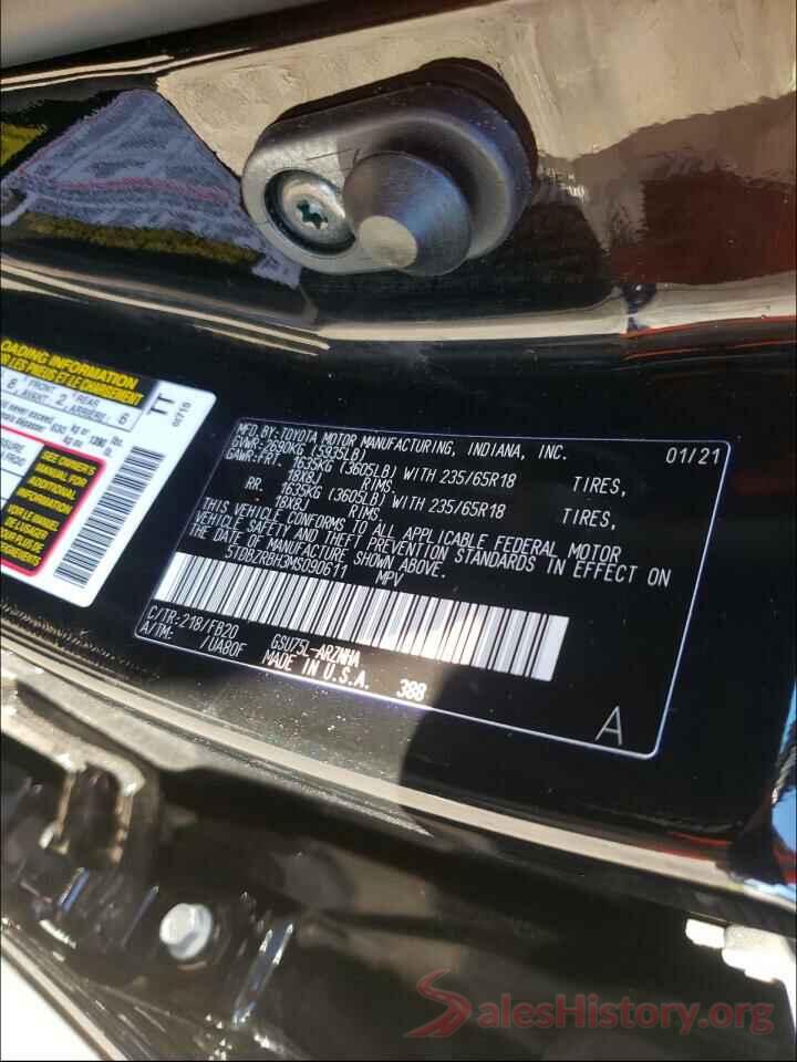 5TDBZRBH3MS090611 2021 TOYOTA HIGHLANDER