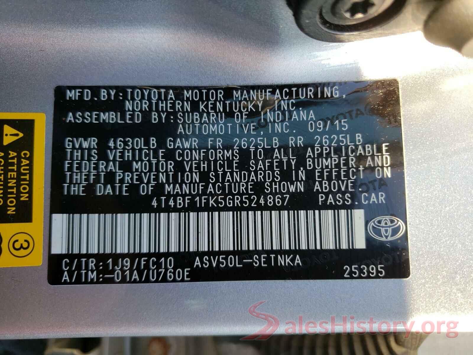 4T4BF1FK5GR524867 2016 TOYOTA CAMRY