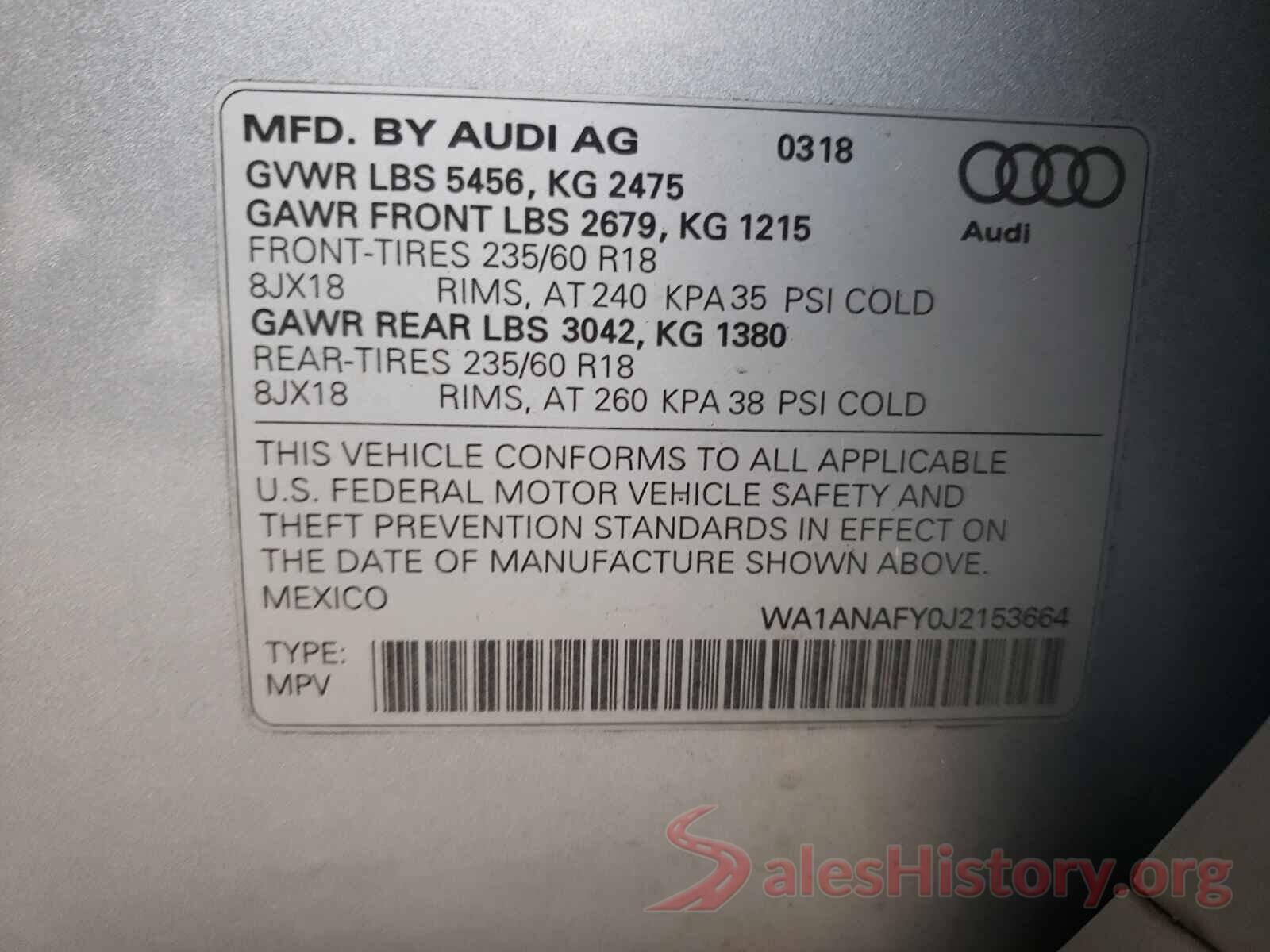 WA1ANAFY0J2153664 2018 AUDI Q5