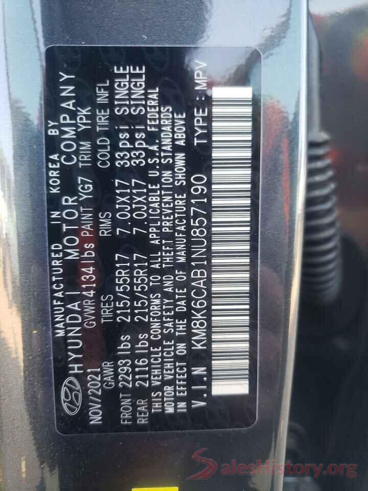 KM8K6CAB1NU857190 2022 HYUNDAI KONA