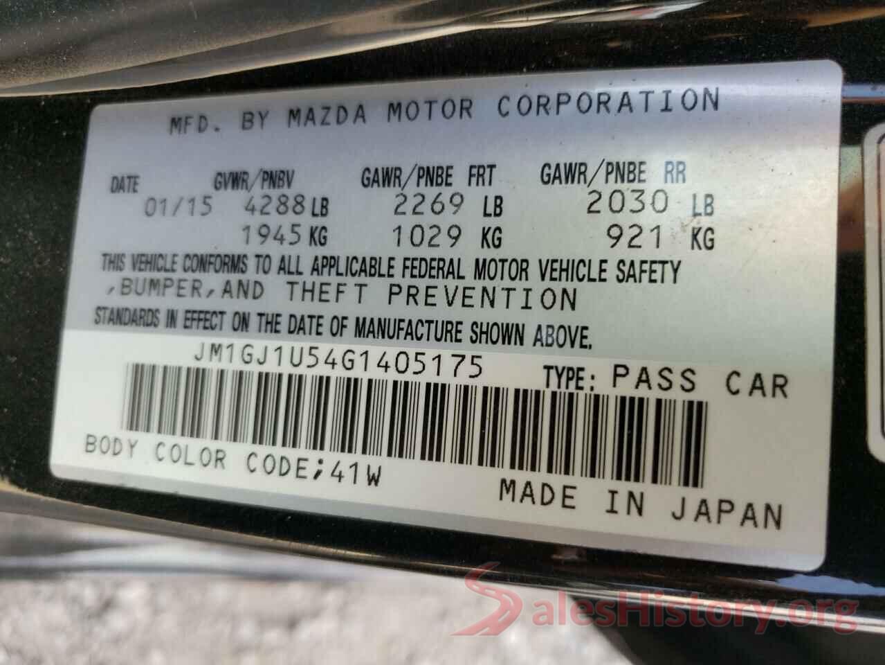 JM1GJ1U54G1405175 2016 MAZDA 6