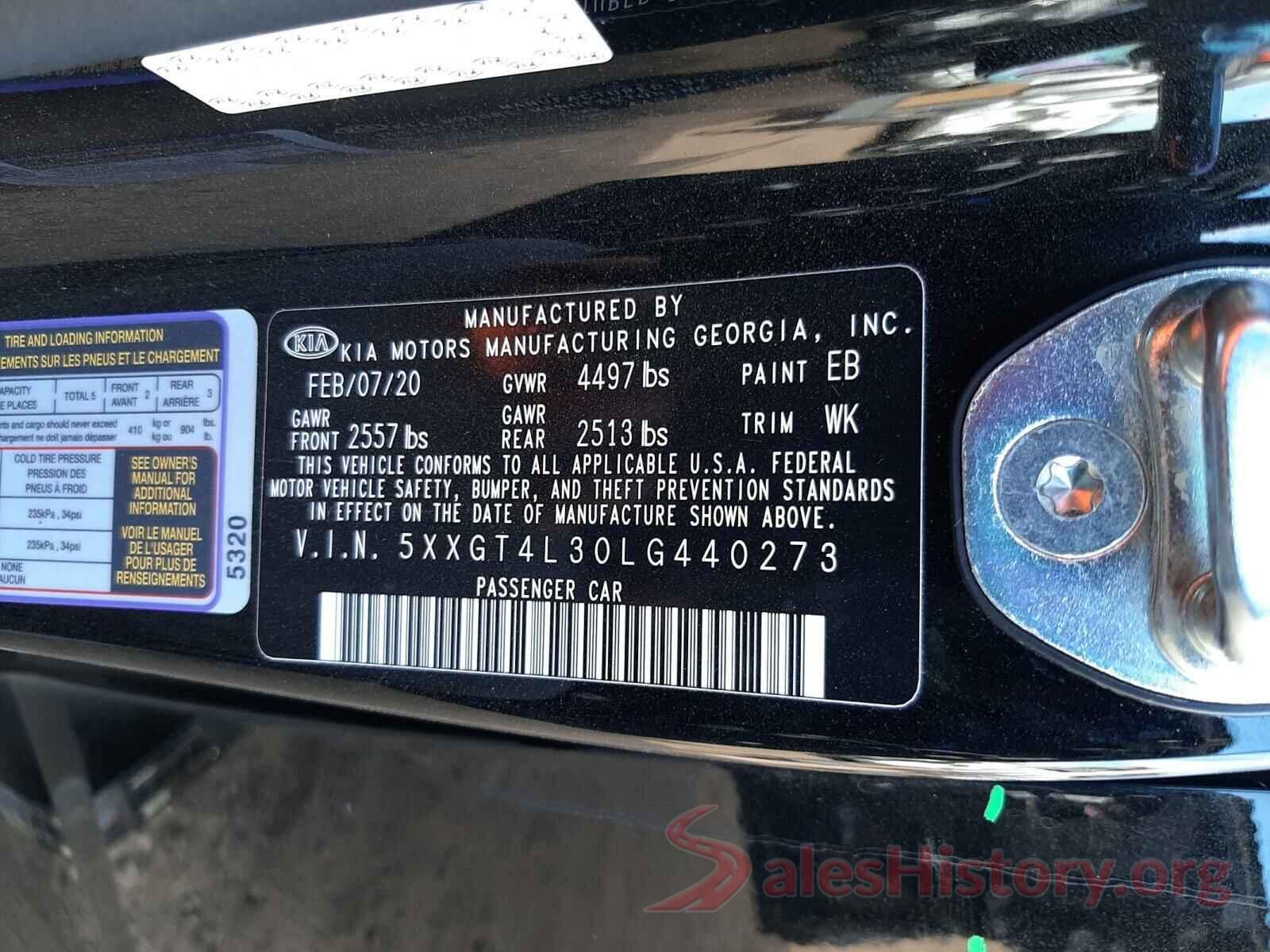 5XXGT4L30LG440273 2020 KIA OPTIMA