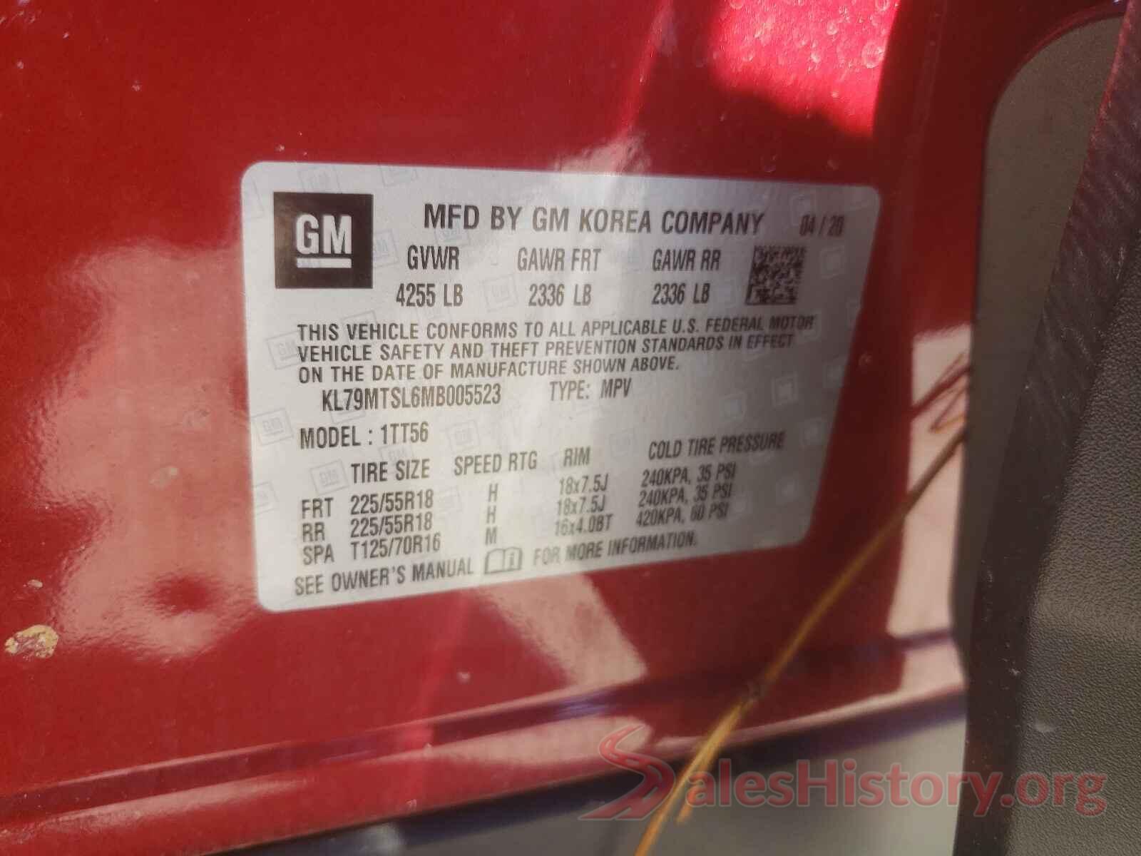 KL79MTSL6MB005523 2021 CHEVROLET TRAILBLAZE