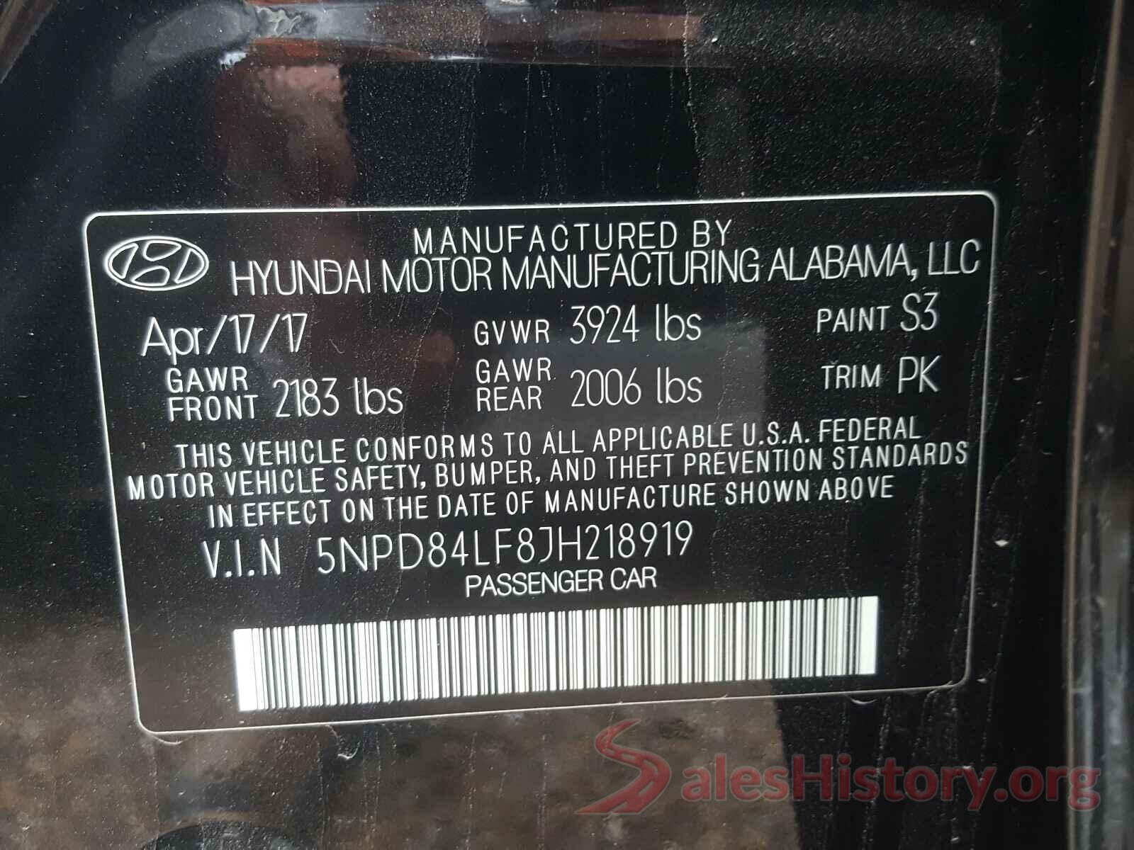 5NPD84LF8JH218919 2018 HYUNDAI ELANTRA