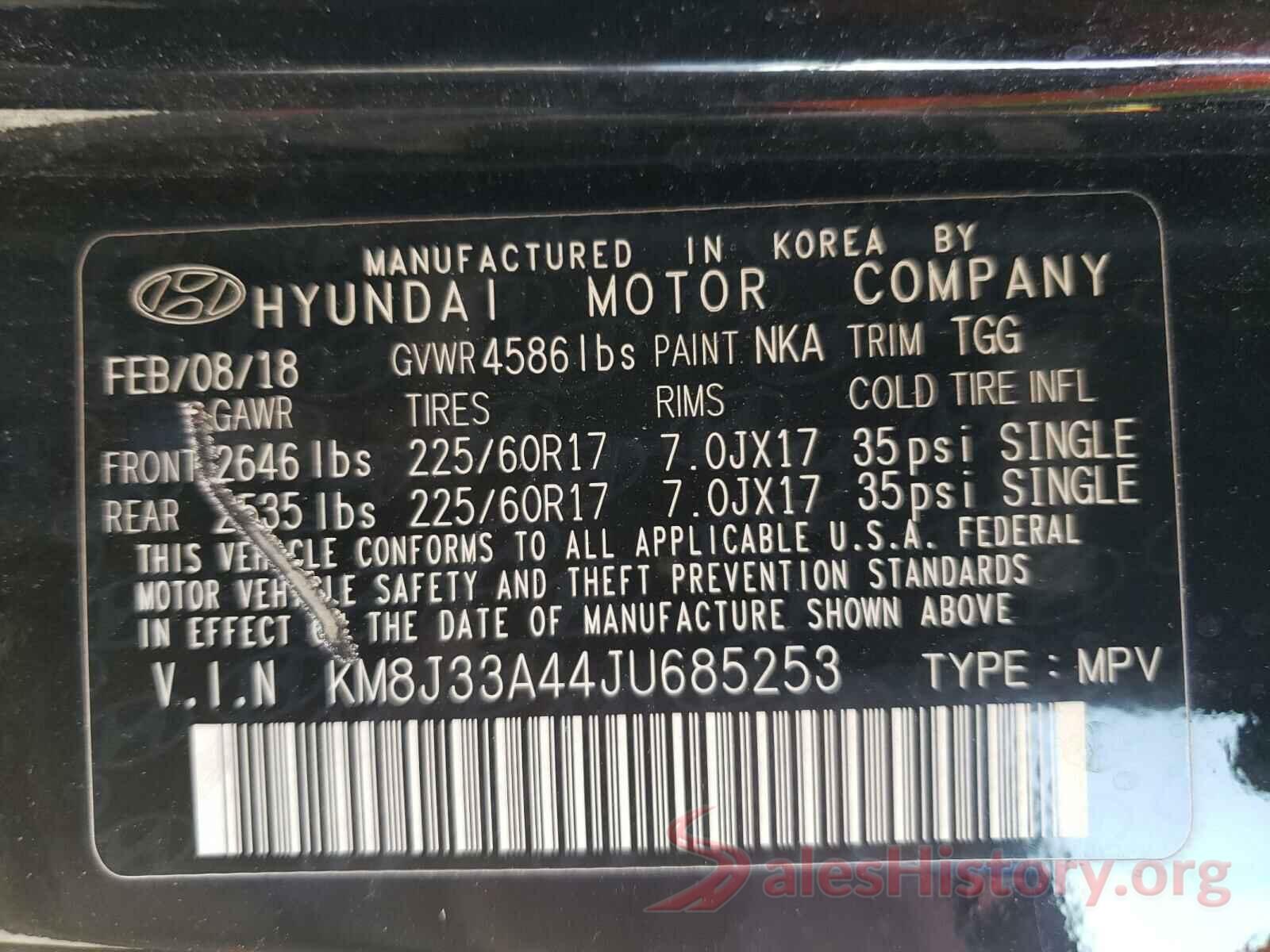 KM8J33A44JU685253 2018 HYUNDAI TUCSON