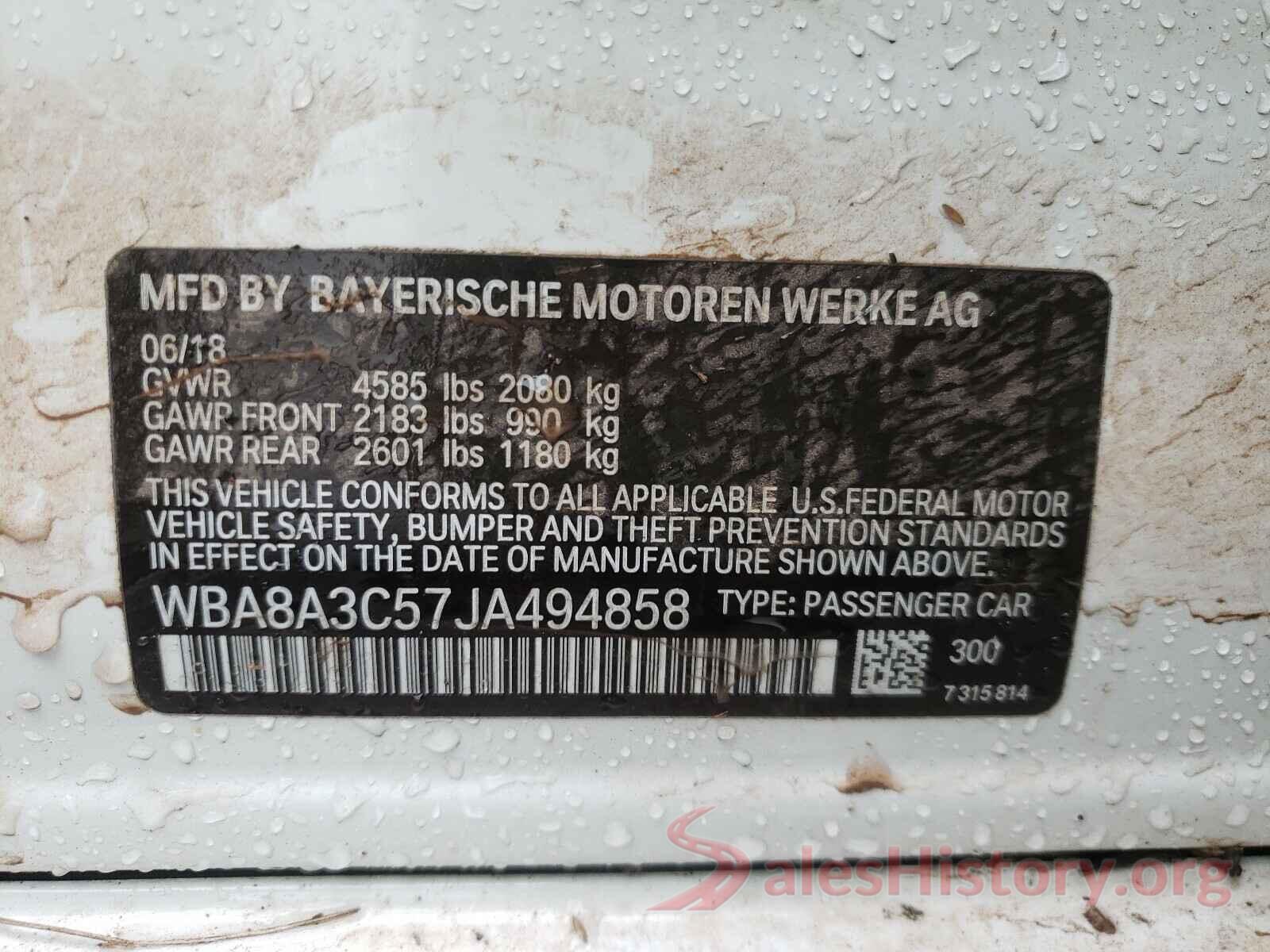 WBA8A3C57JA494858 2018 BMW 3 SERIES