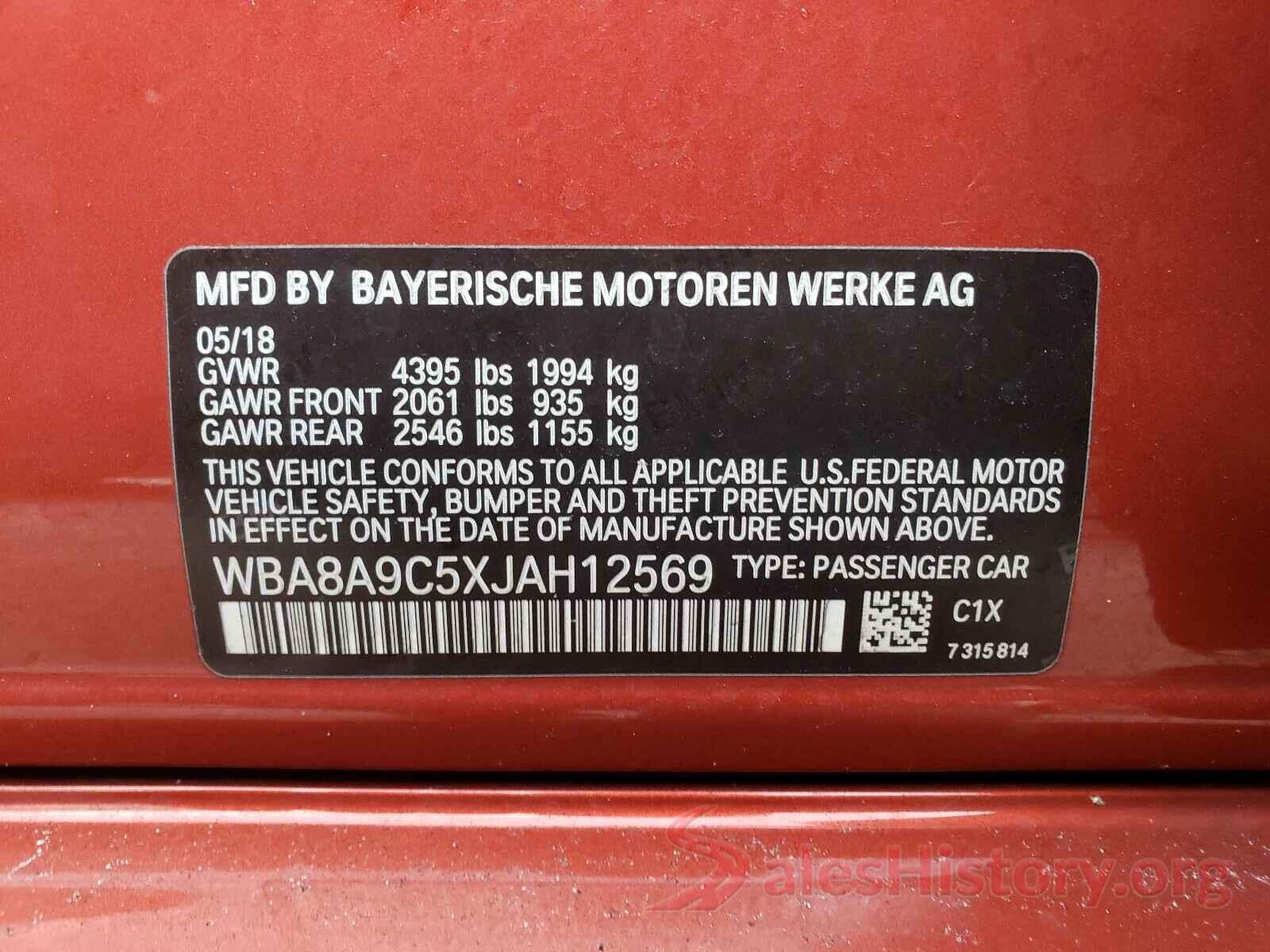 WBA8A9C5XJAH12569 2018 BMW 3 SERIES