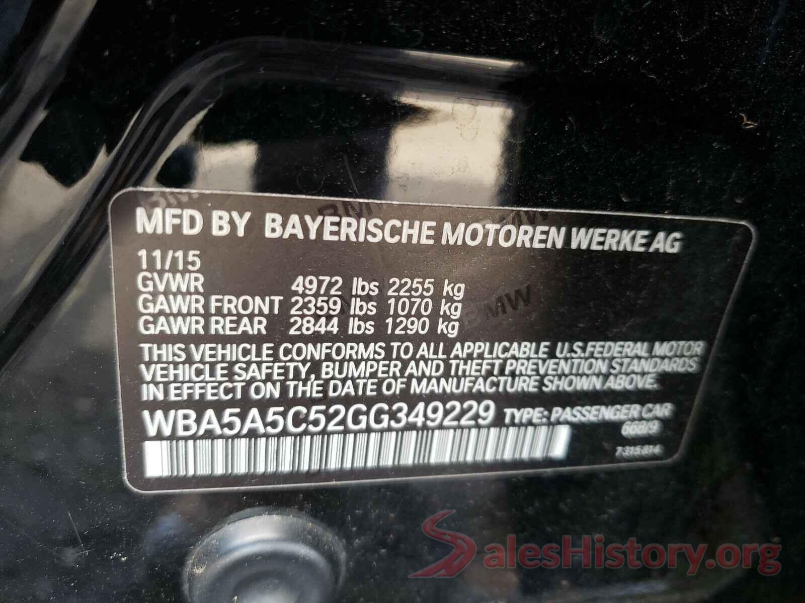 WBA5A5C52GG349229 2016 BMW 5 SERIES