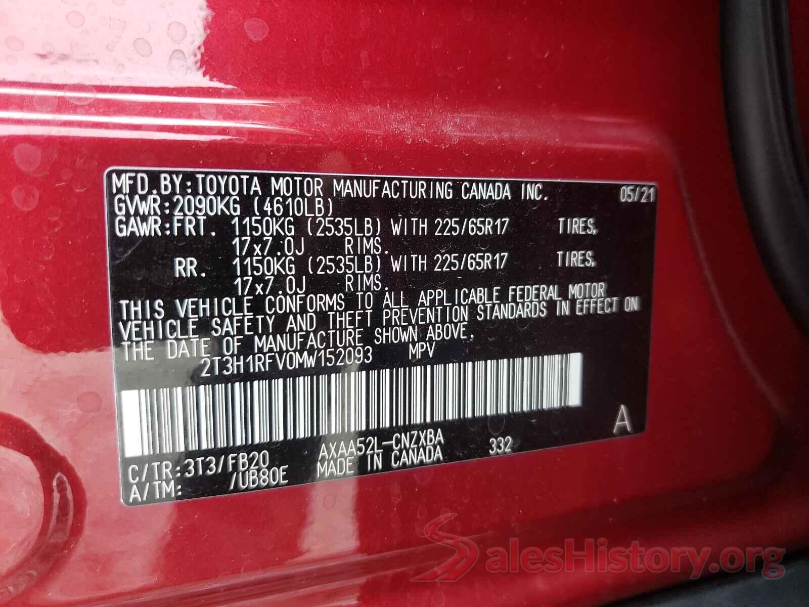 2T3H1RFV0MW152093 2021 TOYOTA RAV4