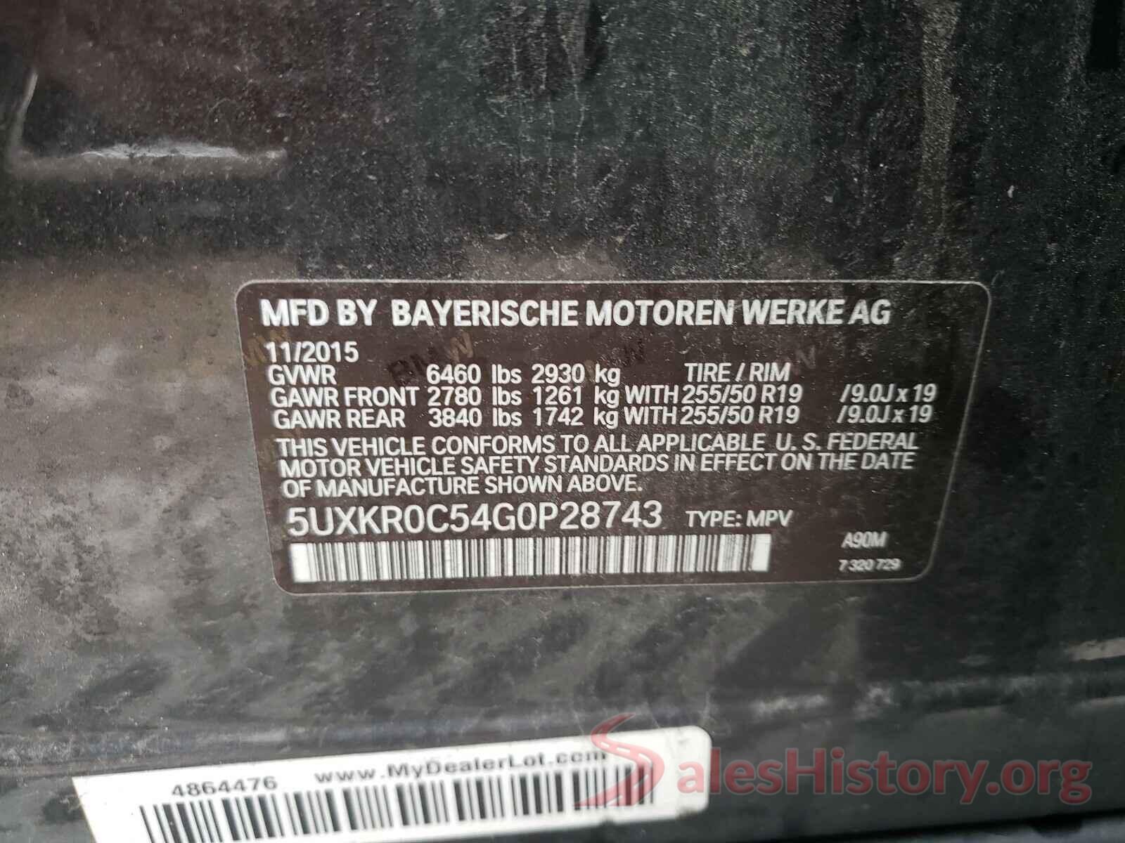 5UXKR0C54G0P28743 2016 BMW X5