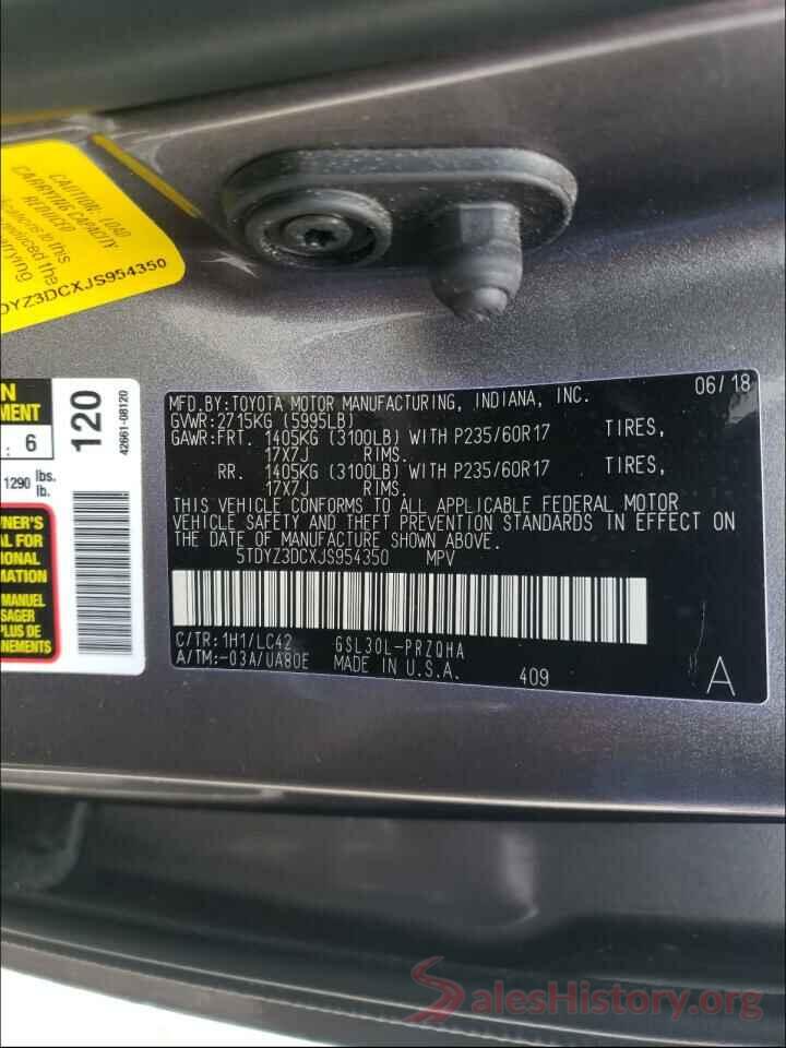 5TDYZ3DCXJS954350 2018 TOYOTA SIENNA