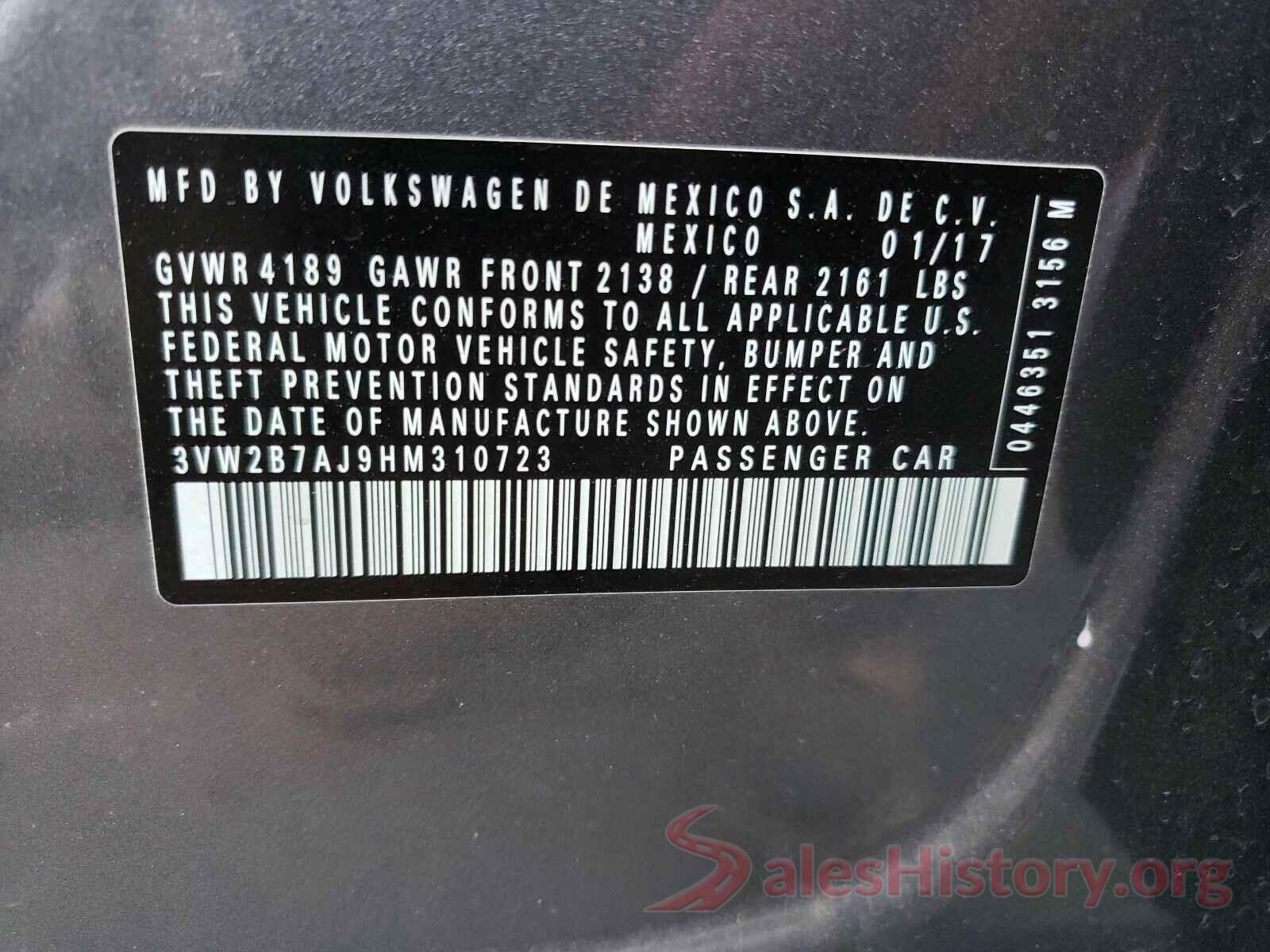 3VW2B7AJ9HM310723 2017 VOLKSWAGEN JETTA