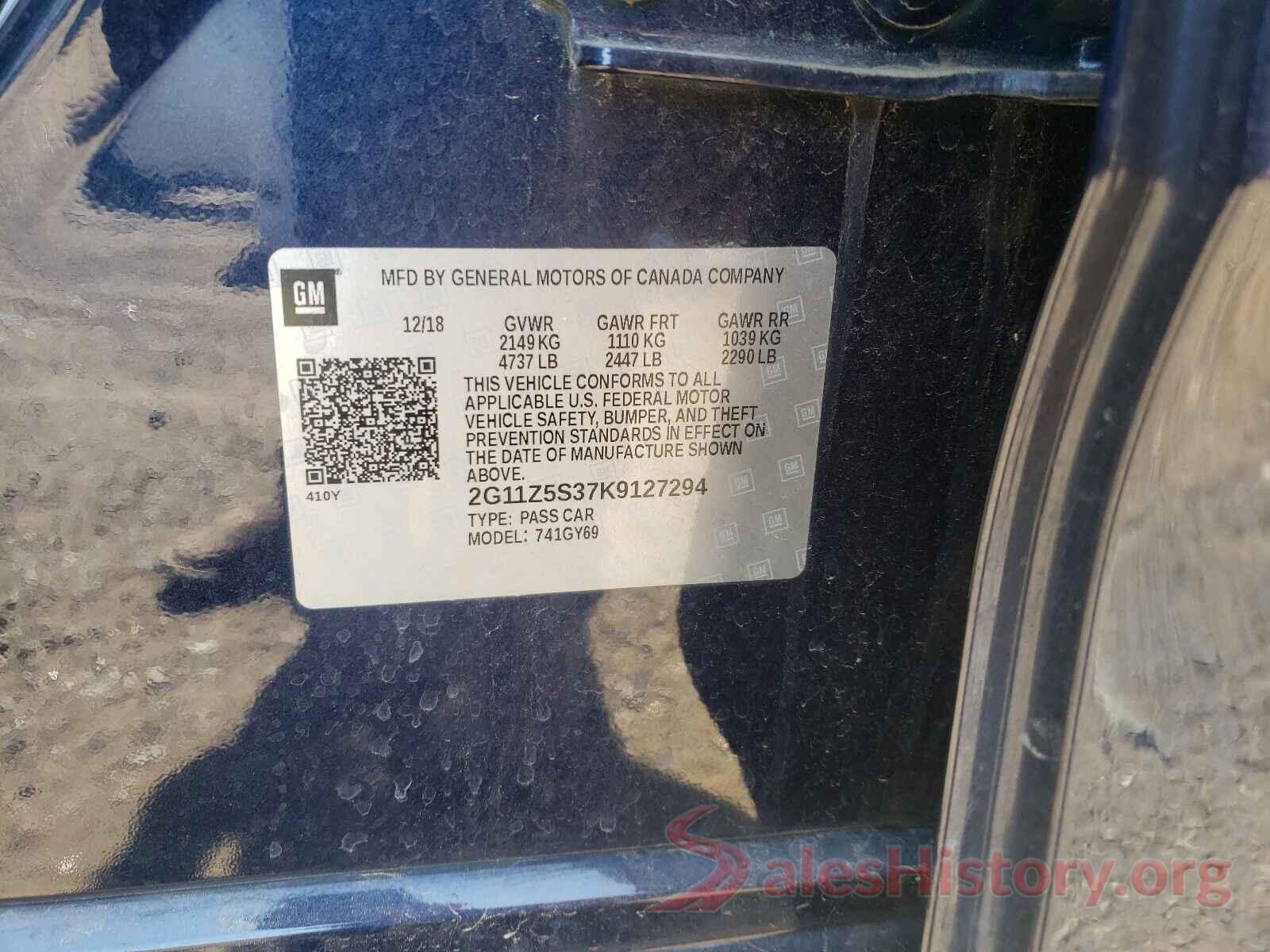 2G11Z5S37K9127294 2019 CHEVROLET IMPALA