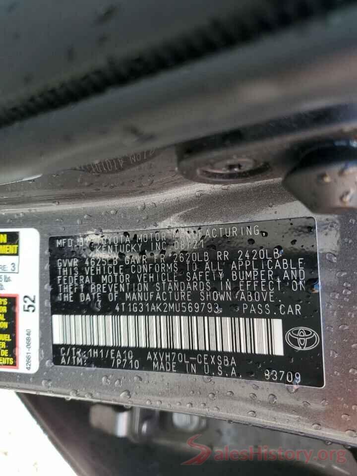 4T1G31AK2MU569793 2021 TOYOTA CAMRY