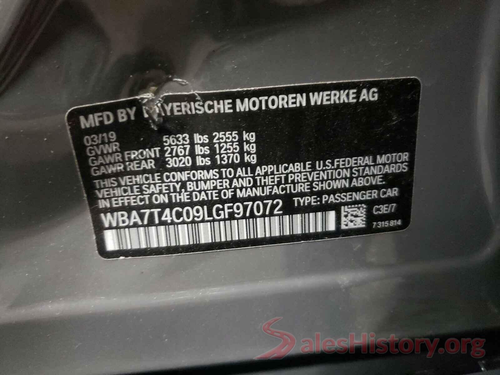 WBA7T4C09LGF97072 2020 BMW 7 SERIES