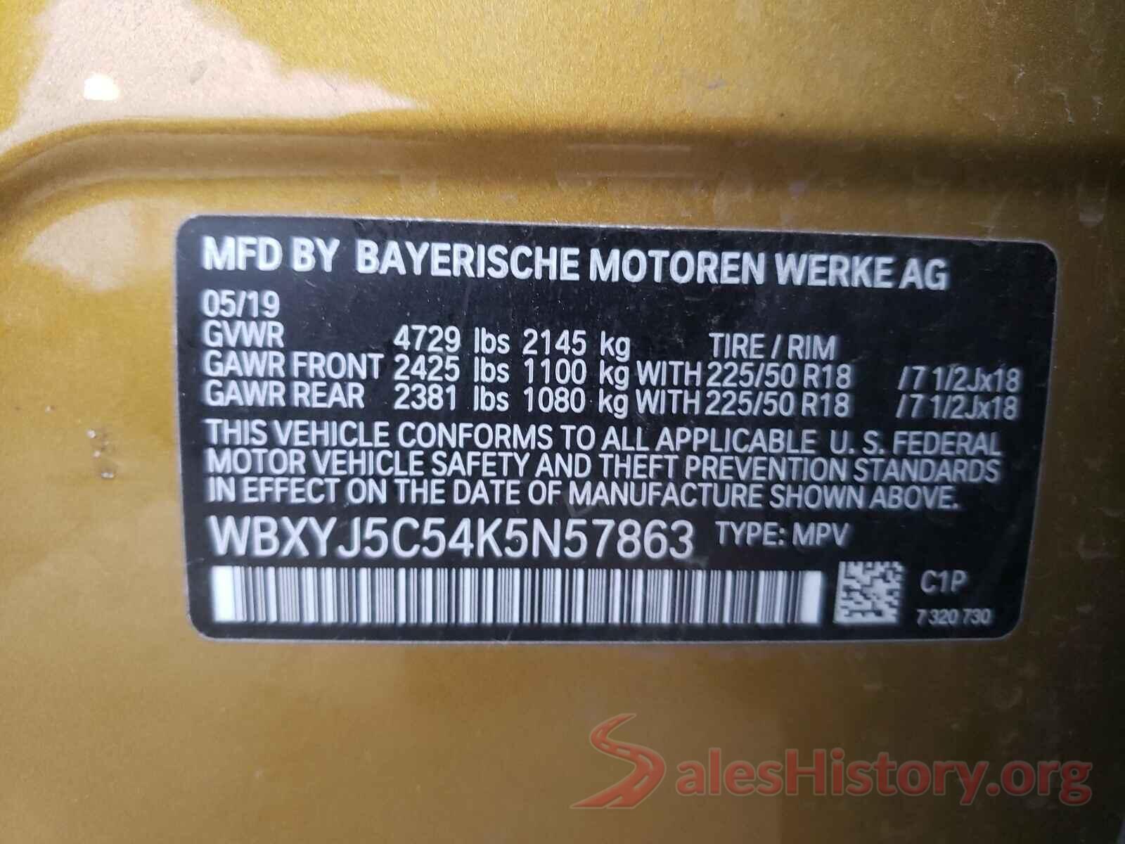 WBXYJ5C54K5N57863 2019 BMW X2