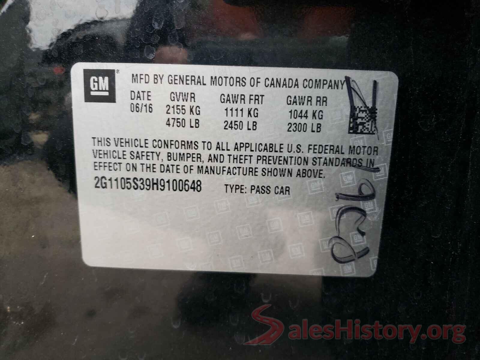 2G1105S39H9100648 2017 CHEVROLET IMPALA